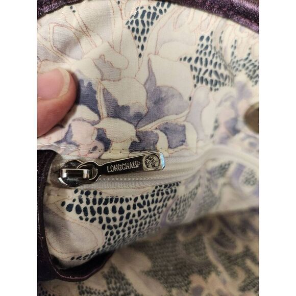 Longchamp Shoulder Handbag Tote purple Genuine Leather Rhinestone Large (PF) - Picture 13 of 16